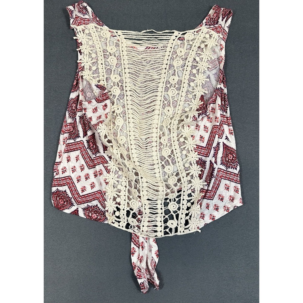 Crochet Tank Top Cropped Womens Fits Size XS Boho Y2K Festival